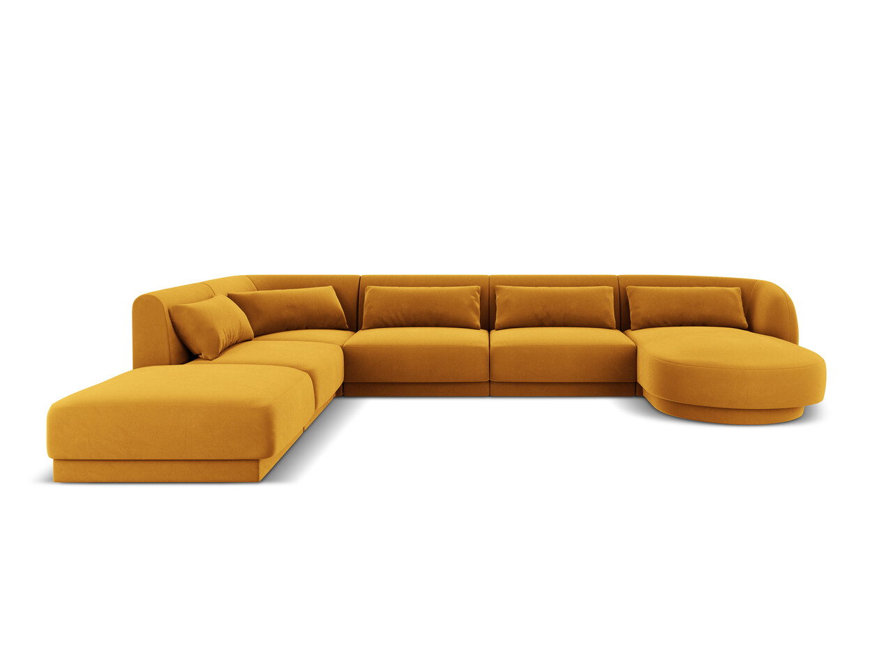 Coltar panoramic stanga 6 locuri, Tulum, Cosmopolitan Design, 330x255x70 cm, catifea, galben - imagine 6